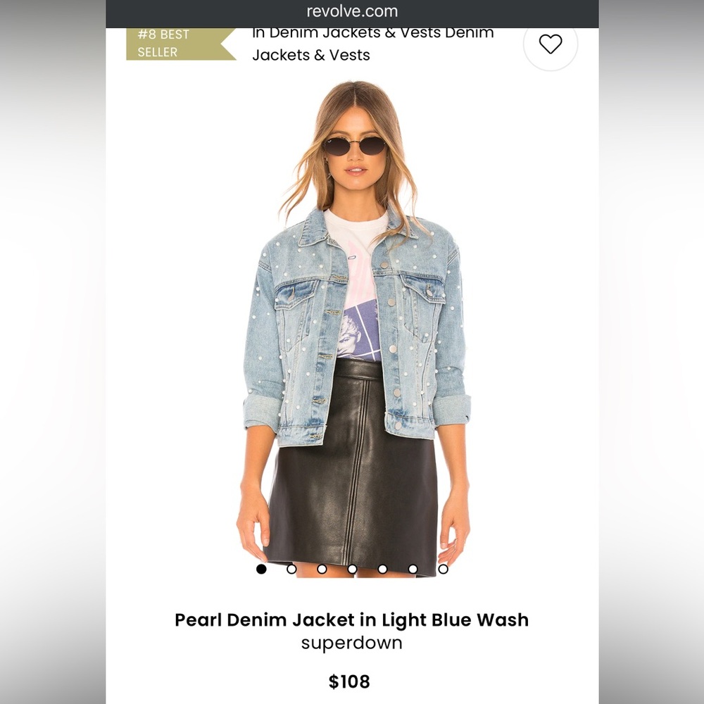 Superdown Pearl Denim Jacket in Light Blue Wash
